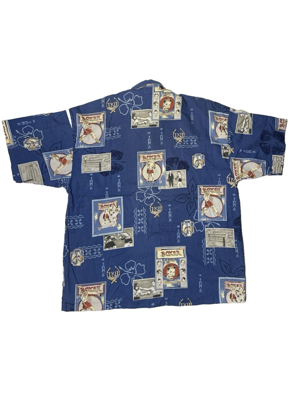 Vtg Monzini Collection Boxing Allover Print Short Sleeve Button Front Shirt L - Picture 3 of 4